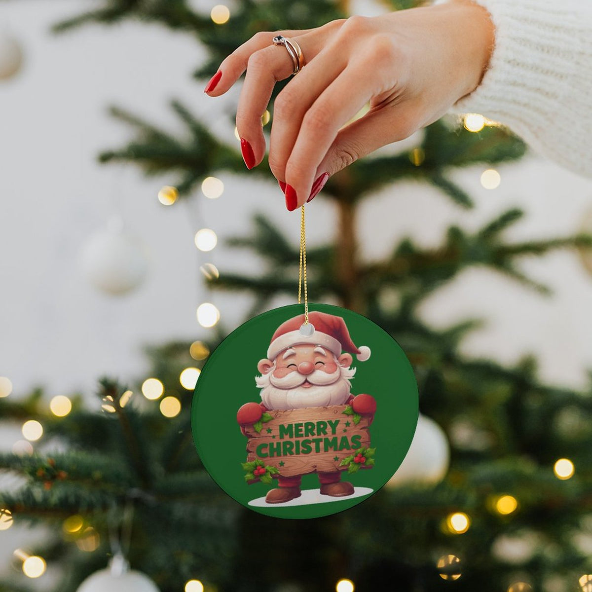 Round Ceramic Christmas Decorations (Matte Surface)