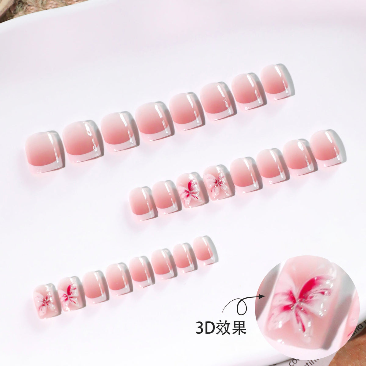 "Pink Butterfly Elegance" - Precision Crafted Press-On Nails – Image 2