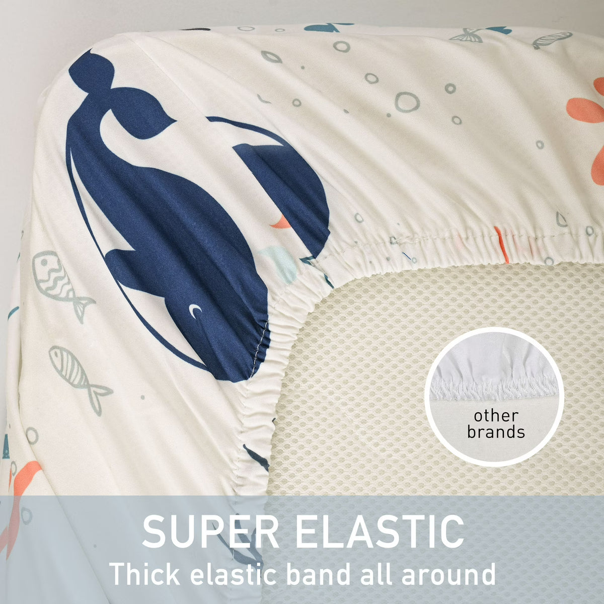 Baby Crib Sheets, Organic Fitted Elastic Toddler Bed Crib Mattress Sheets 52"x28"x9",Blue Ocean