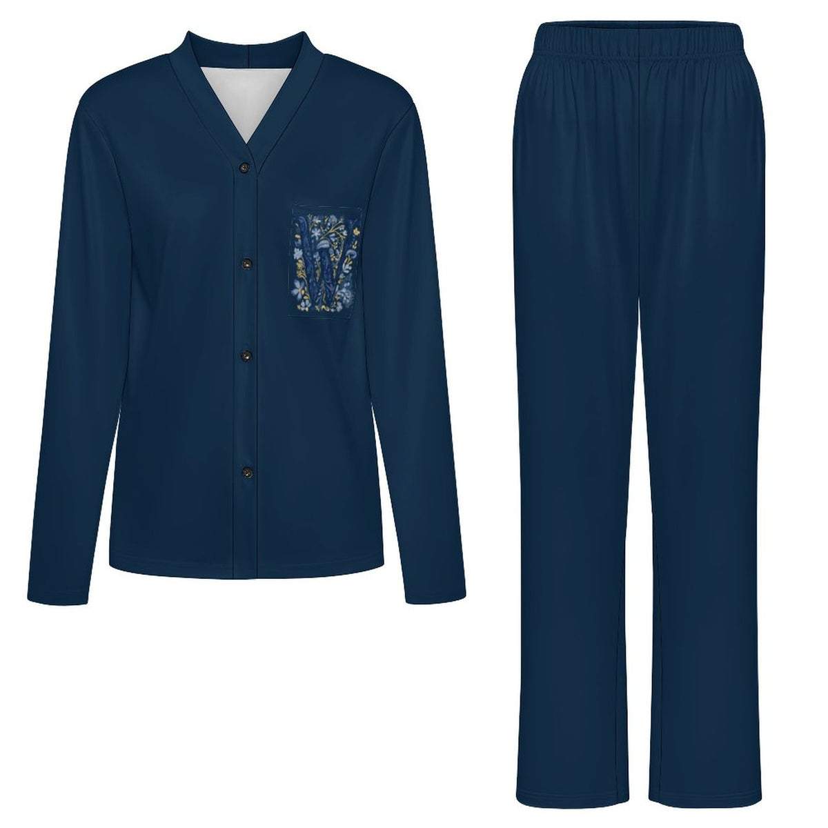 Super Comfy Women's V-Neck Pajama Set Letter W
