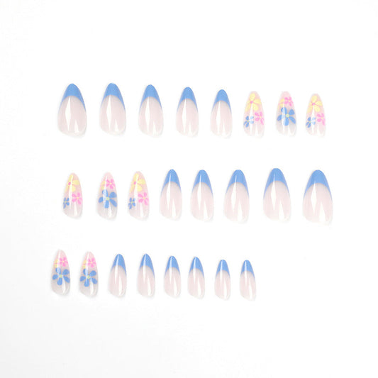 Blue Edge French Simple Flower Press on nails Wholesale Press on nails Nail Nail Nail 365nails – Image 2