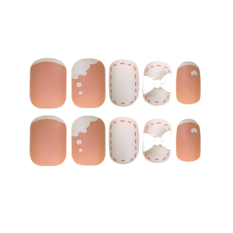 Press on nails Art Cream Orange Whitening nails Art Bow nails Press on nails Art Wholesale 365nails – Image 5