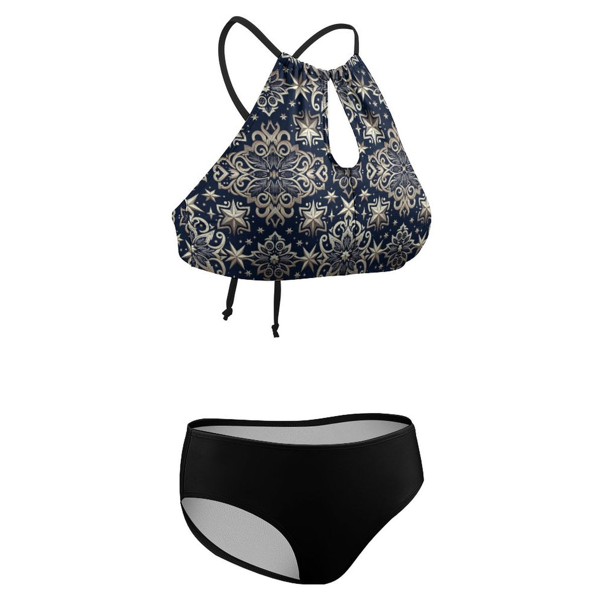Women's Two piece Swimsuit with High Neck Halter Top