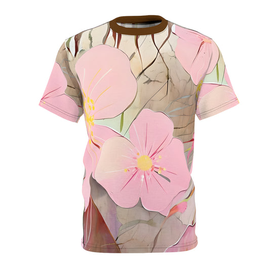 Floral Unisex Cut & Sew Tee Soft Pink Blossom Design