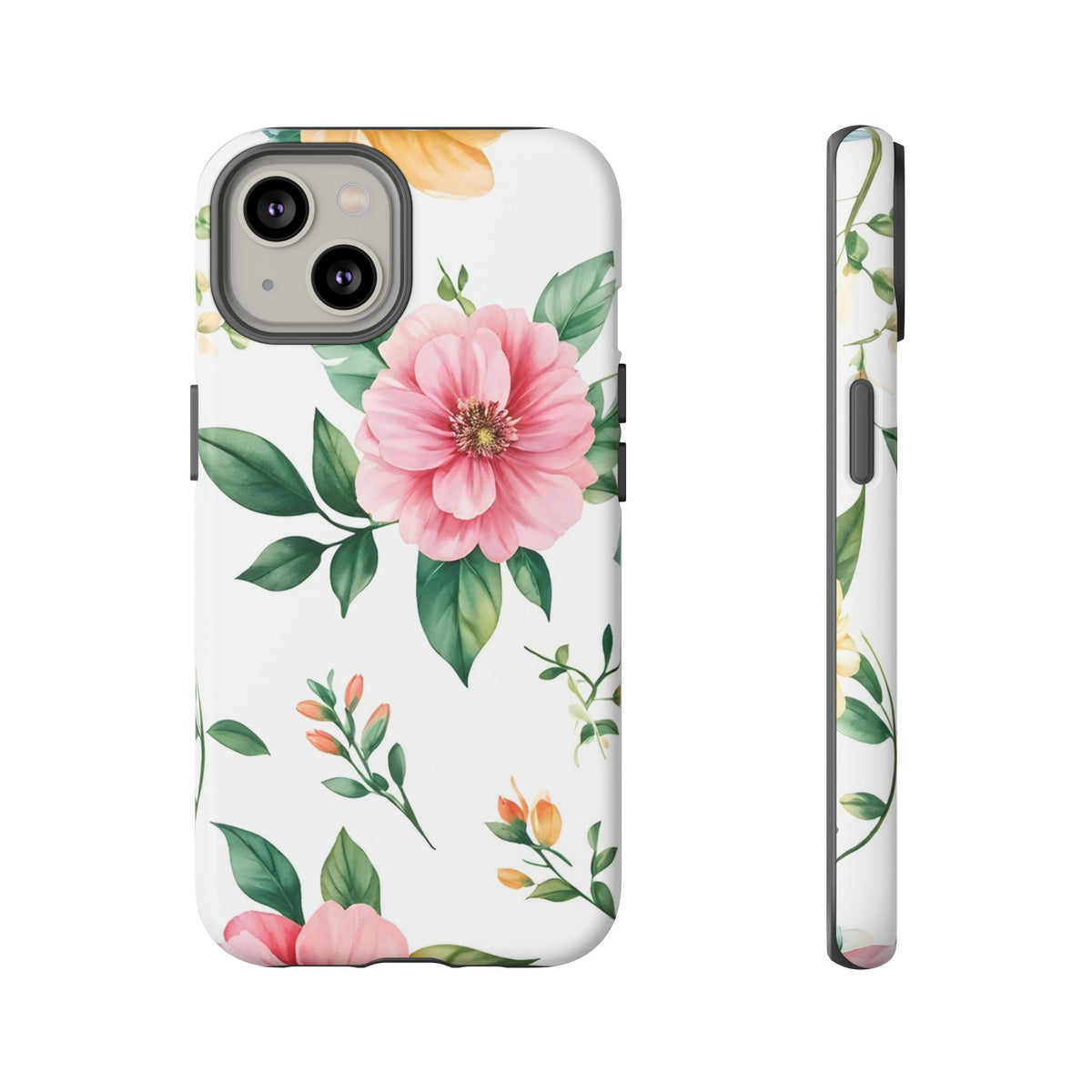 Floral Tough Phone Case — Pink Peony Protective Phone Cover