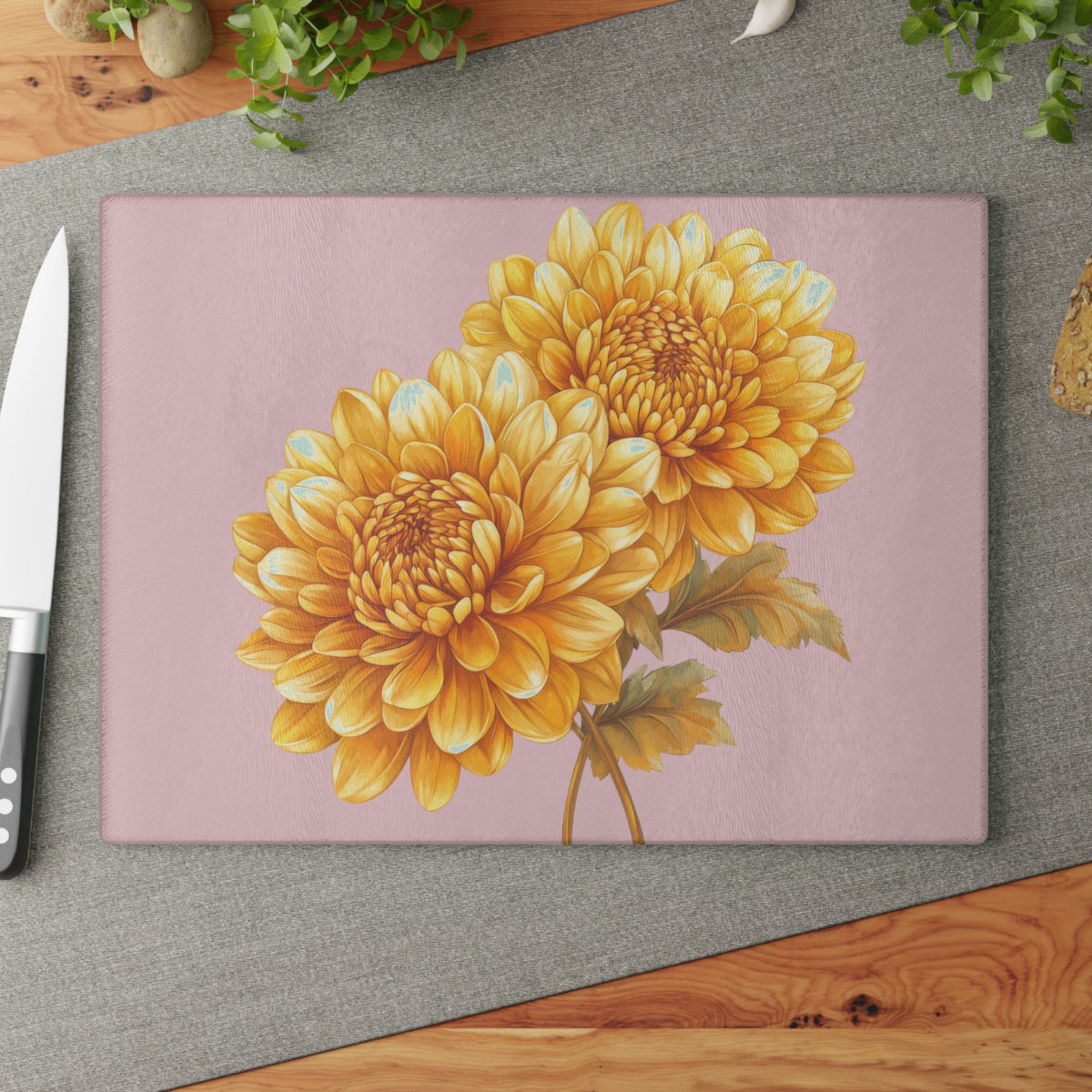 Floral Elegance Glass Cutting Board - Perfect Kitchen Decor, Gift for Bakers, Mother's Day, Housewarming, and Floral Lovers