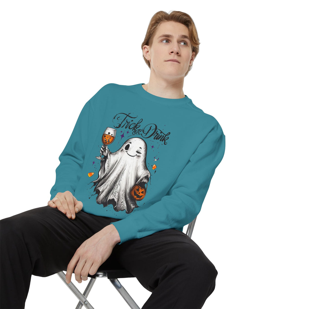 Spooky Ghost Sweatshirt | Trick or Treat Apparel, Halloween Gift, Cozy Unisex Top, Fall Fashion, Casual Wear
