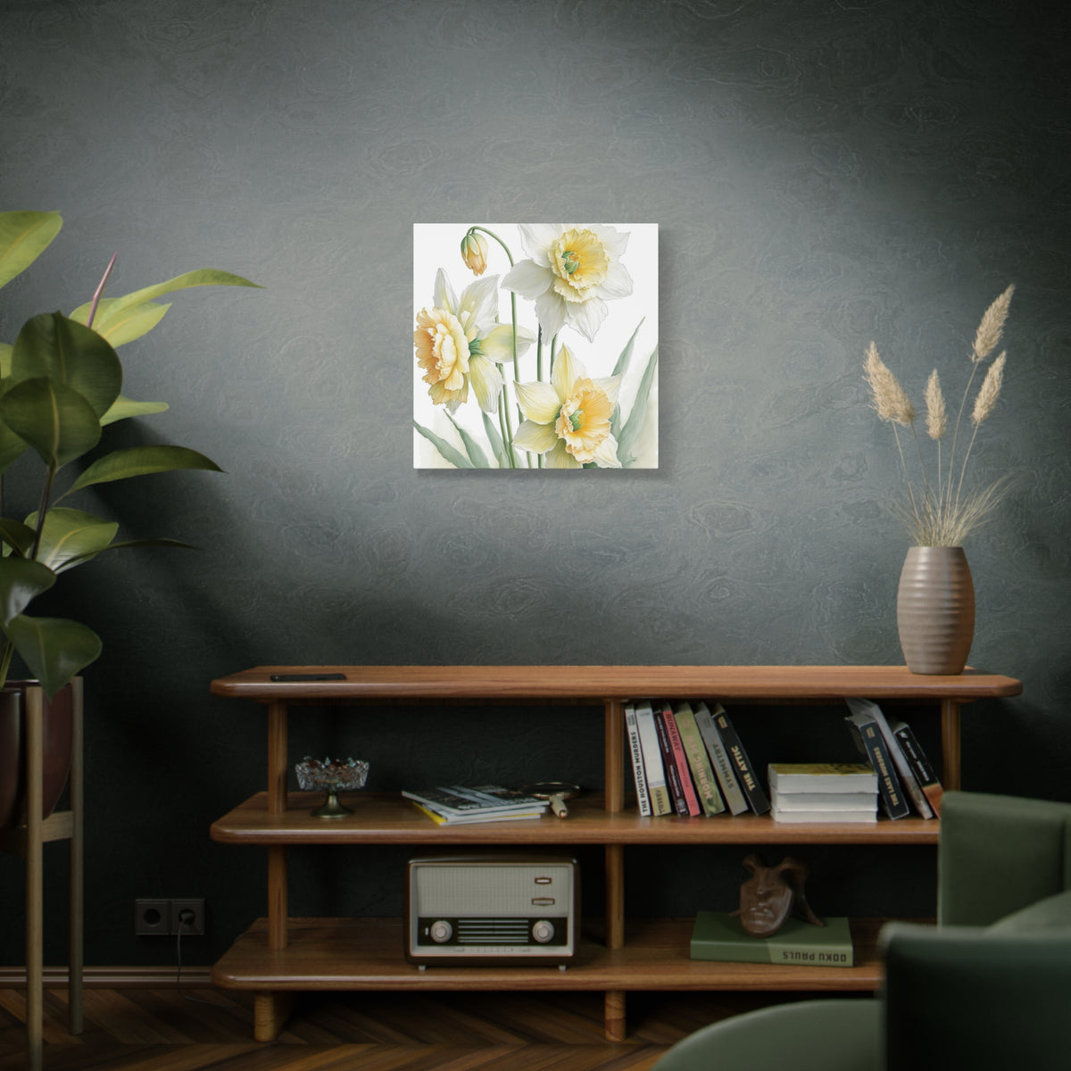 Matte Canvas, Stretched, 1.25" beautiful flowers white and yellow.