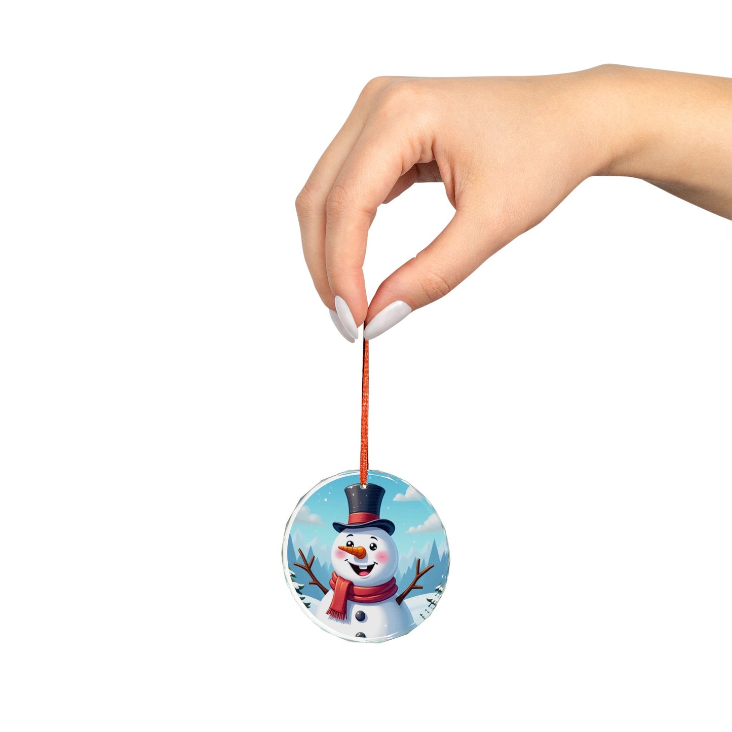 Heart Crystal Ornament — Cheerful Snowman Holiday Decoration