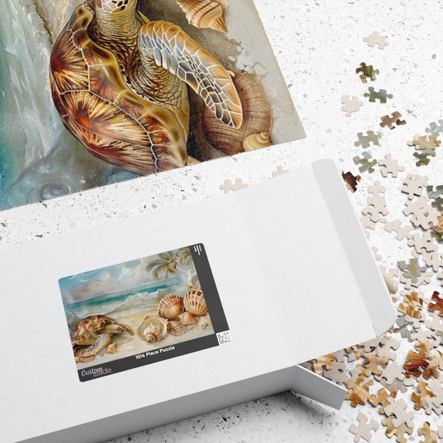 Seashells and Turtle Beach Scene Puzzle