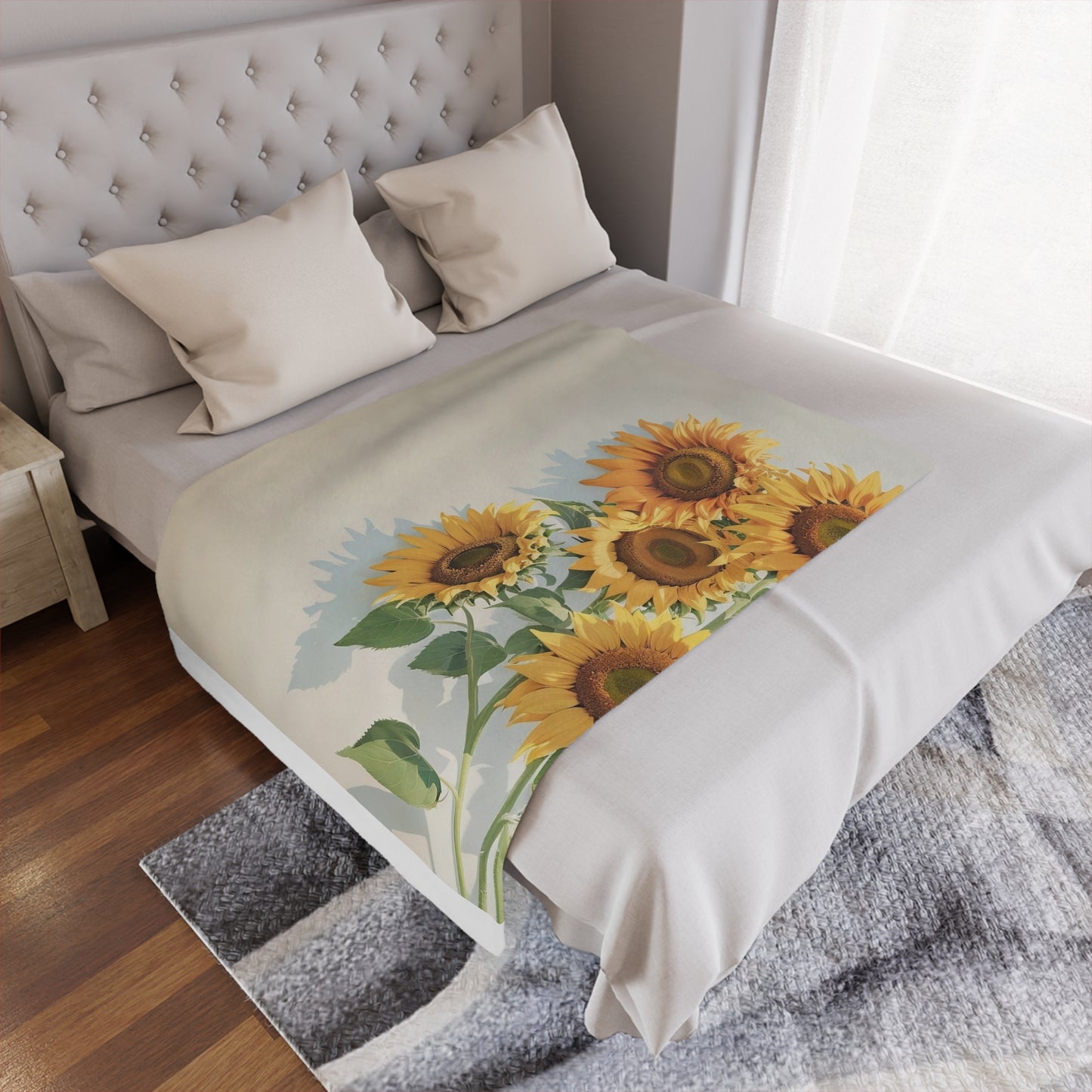 Sunflower Bouquet Minky Blanket — Soft Floral Throw for Cozy Home Décor