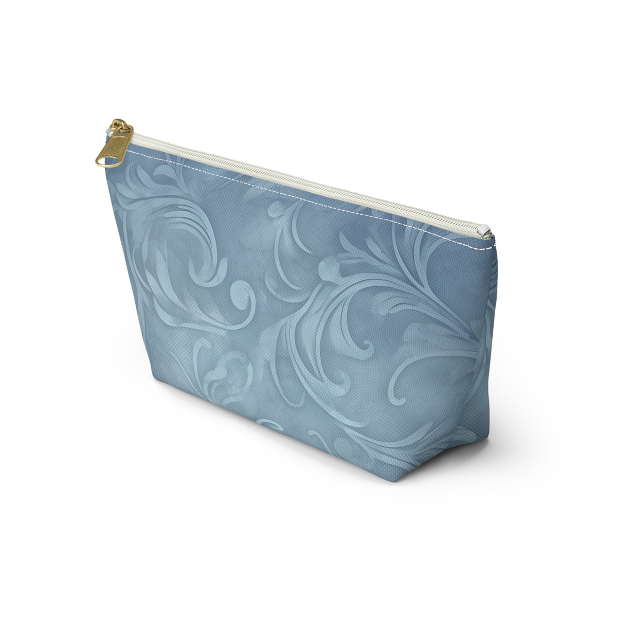 Blue Floral Swirl Accessory Pouch — T-Bottom Makeup & Travel Zip Bag