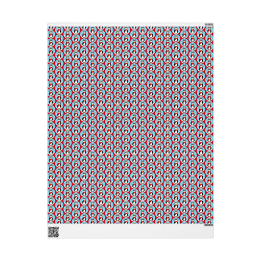 Wrapping Paper Roll — Festive Penguin Pattern Holiday Gift Wrap