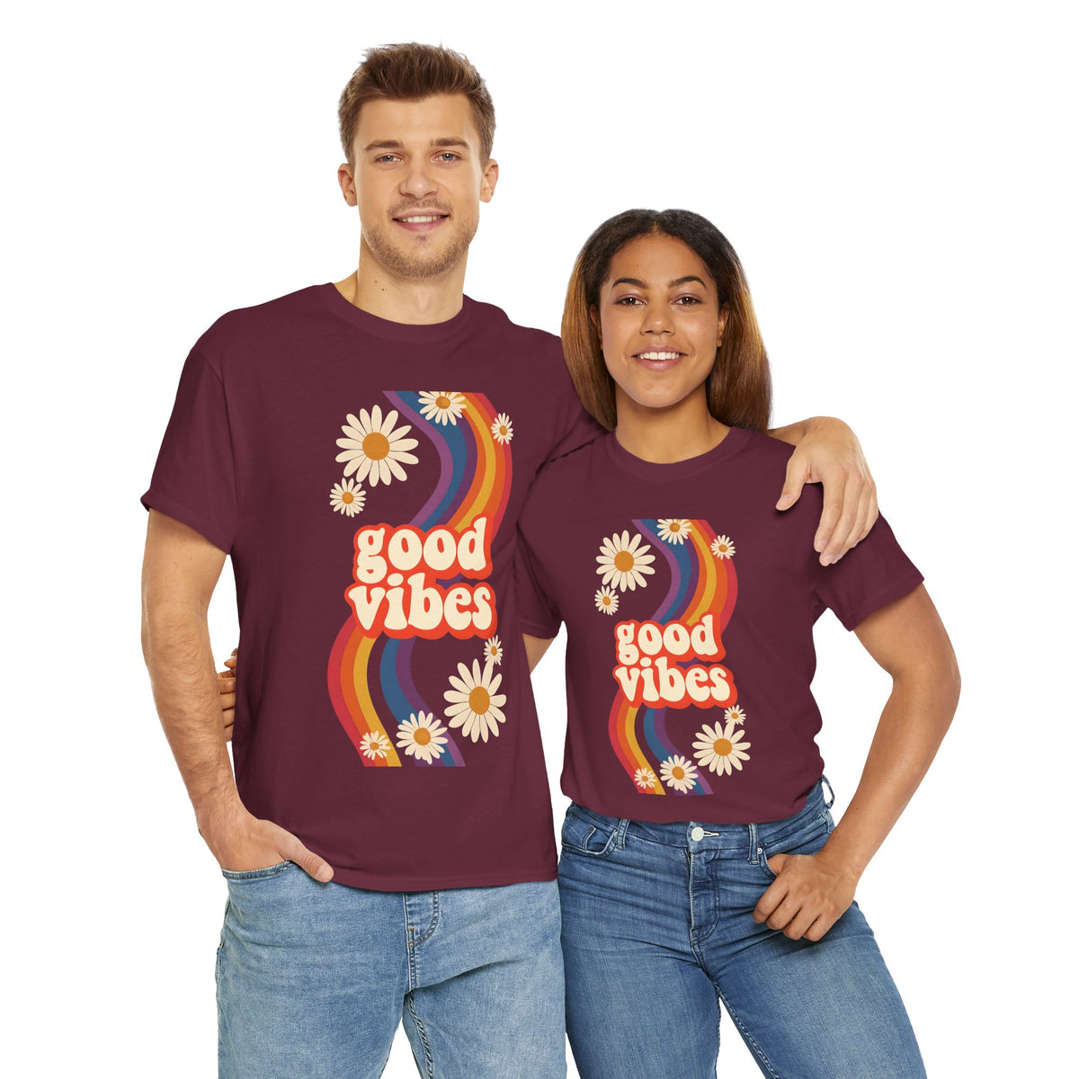 Good Vibes Unisex Heavy Cotton Tee, Retro Graphic T-Shirt, Feel Good Apparel, Summer Outfit, Casual Gift for Friends
