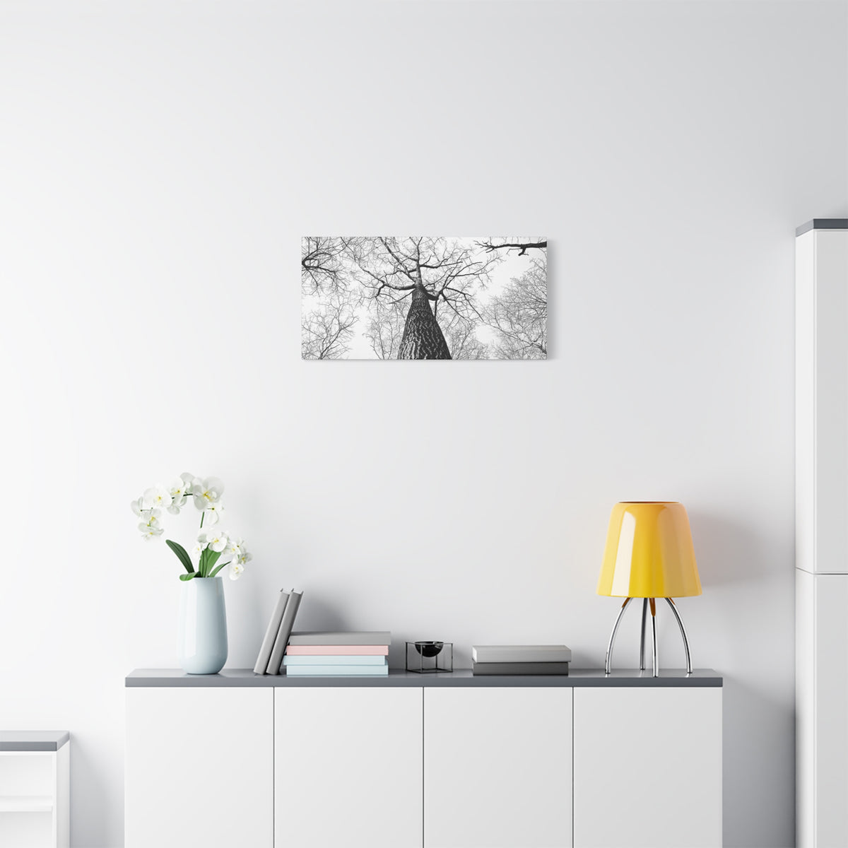 Black & White Tree Canopy Matte Canvas Wall Art — Upward Forest Photography