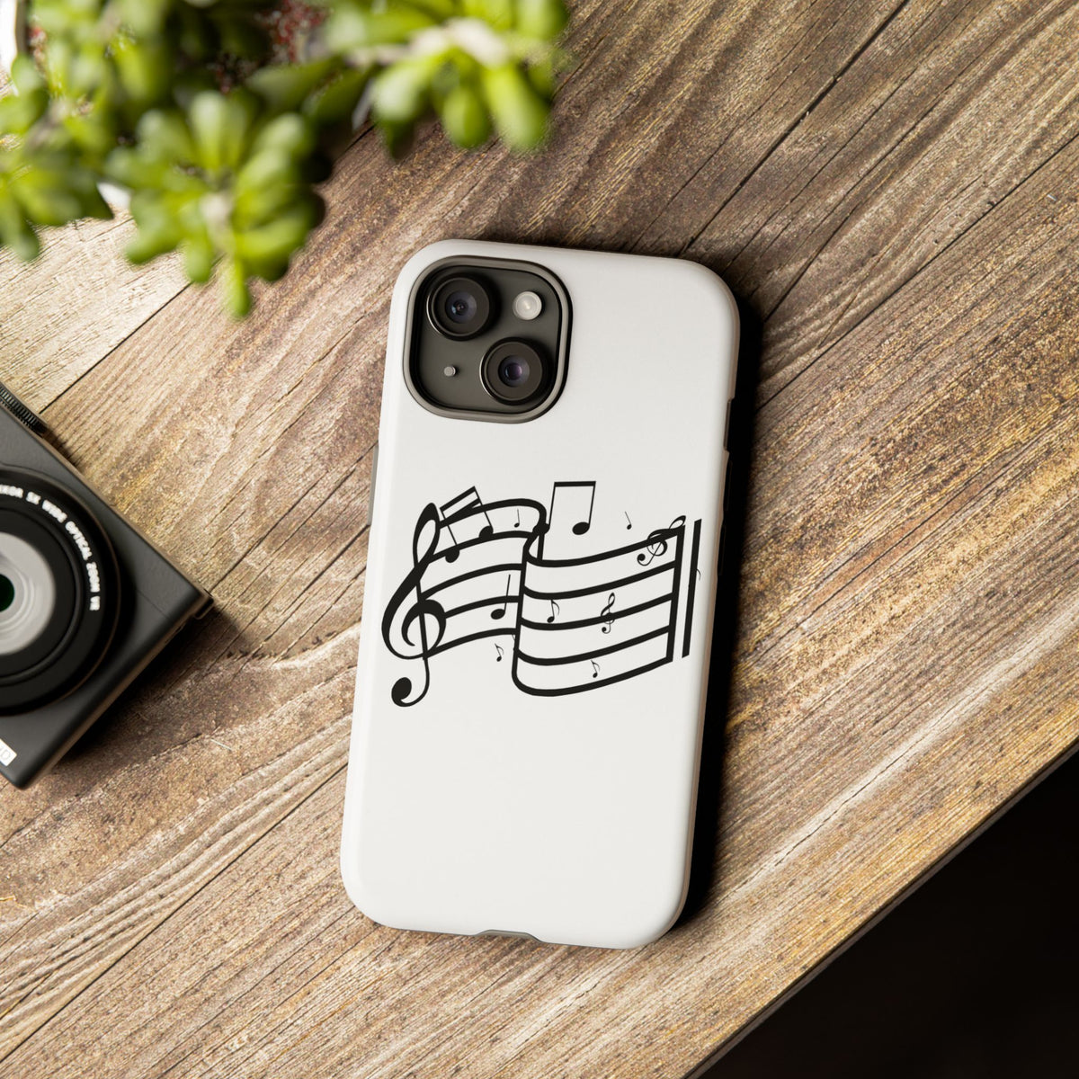 Musical Notes Phone Case — Black Treble Clef Music Staff Tough Case
