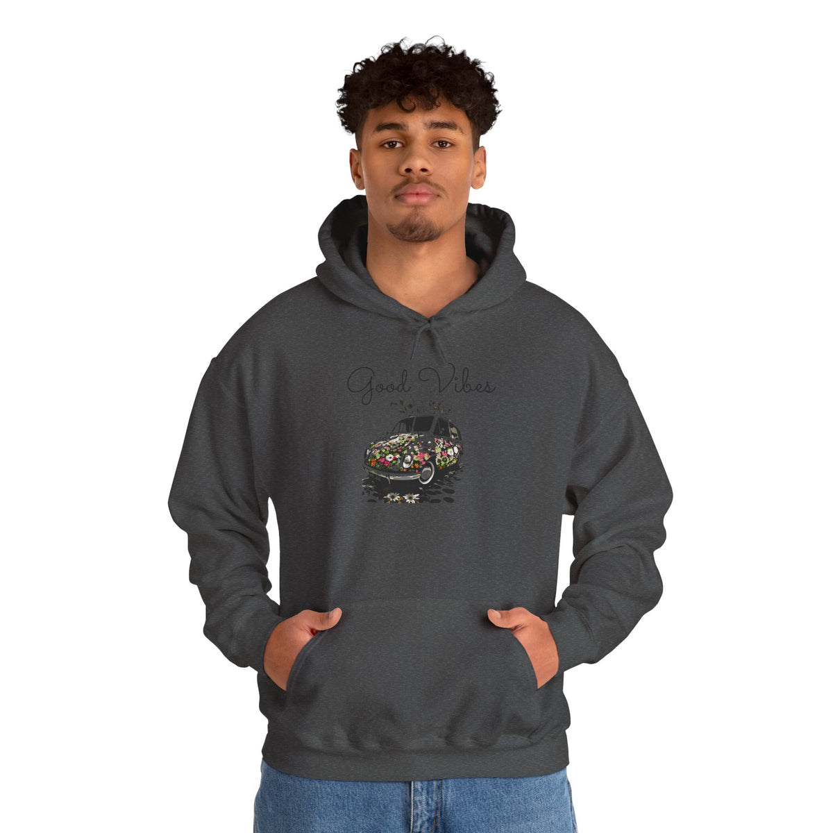 Good Vibes Hooded Sweatshirt - Unisex Heavy Blend, Cozy Gift for Friends, Casual Wear, Summer Outings, Beach Days, Chill Vibes