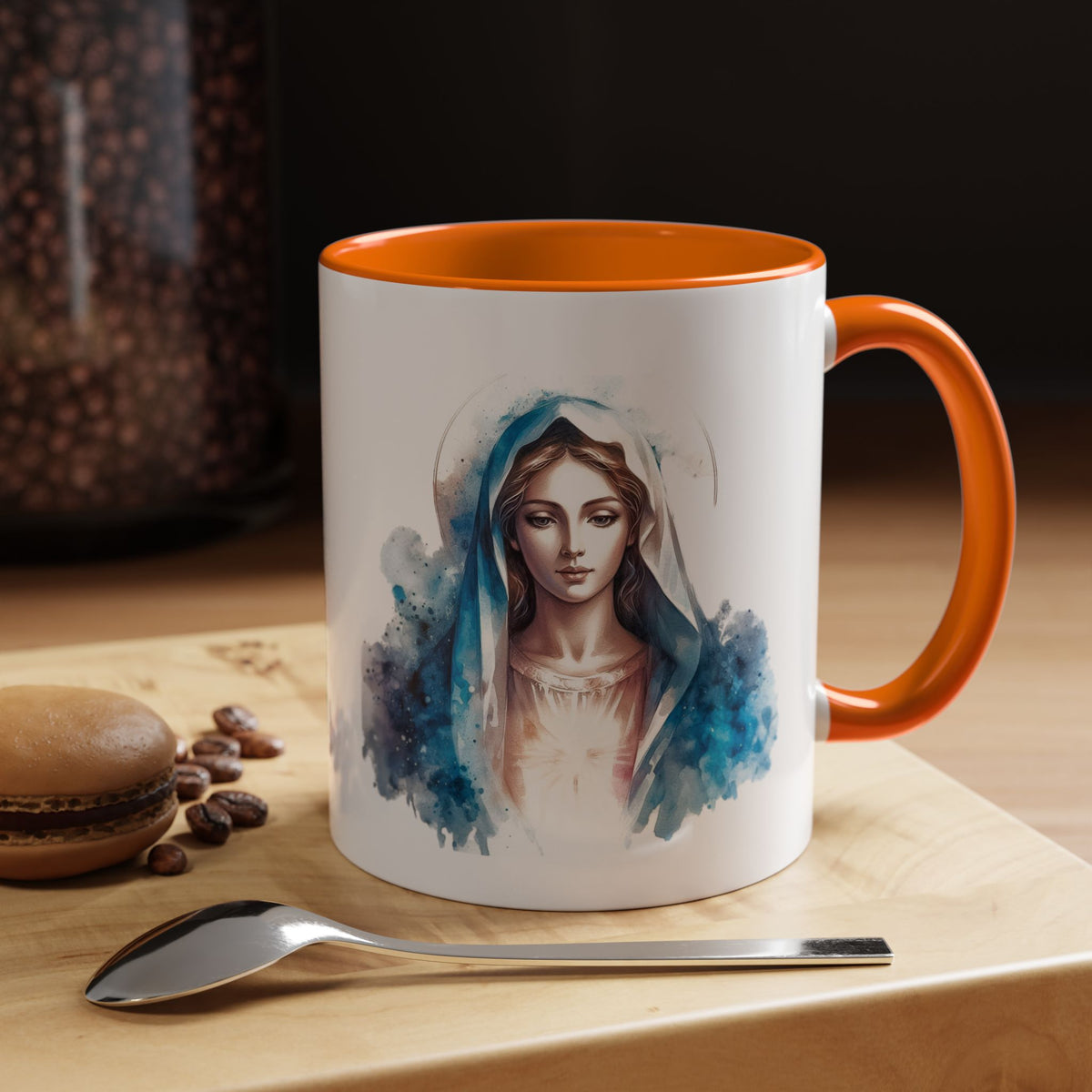 Serene Virgin Mary Coffee Mug - Spiritual Inspiration, Gift for Faith Lovers, Home Decor, Mother's Day, Religious Art