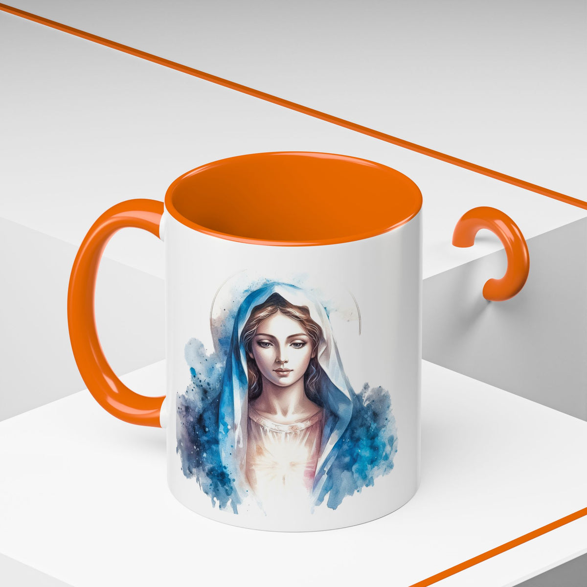 Serene Virgin Mary Coffee Mug - Spiritual Inspiration, Gift for Faith Lovers, Home Decor, Mother's Day, Religious Art