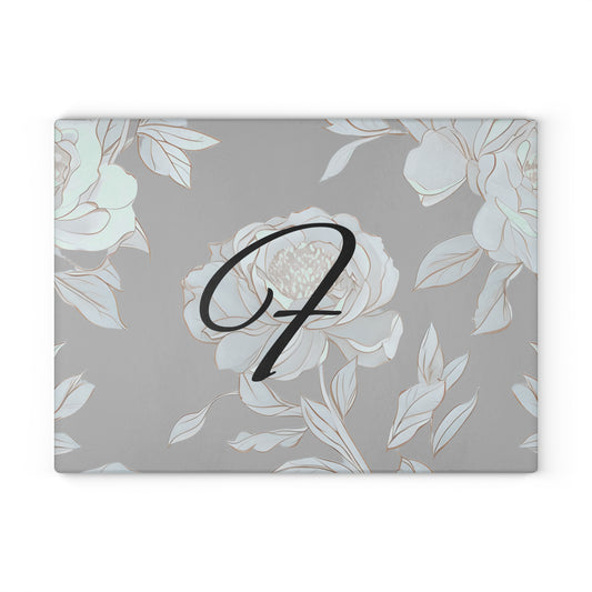 Personalized Floral Glass Cutting Board, Wedding Gift, Kitchen Decor, Unique Gift for Her, Housewarming Present