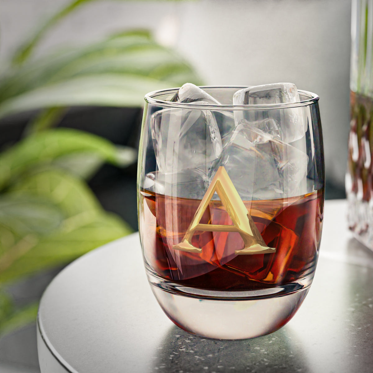 Personalized Whiskey Glass with Initial, Engraved Glass Letter A