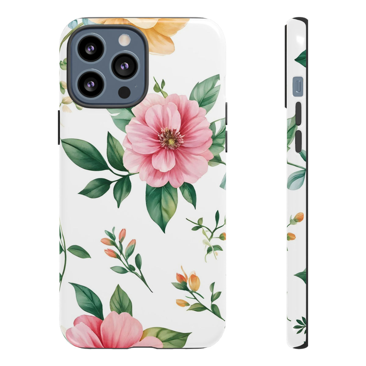Floral Tough Phone Case — Pink Peony Protective Phone Cover