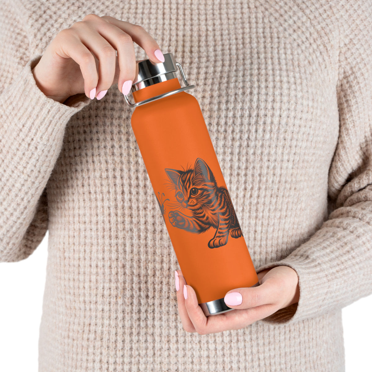 Cat and Butterfly Insulated Water Bottle - 22oz insulated bottle