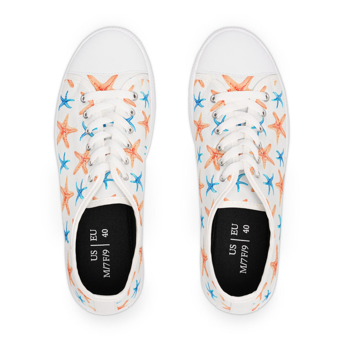 Starfish Print Sneakers — Beachy Low-Top Canvas Shoes