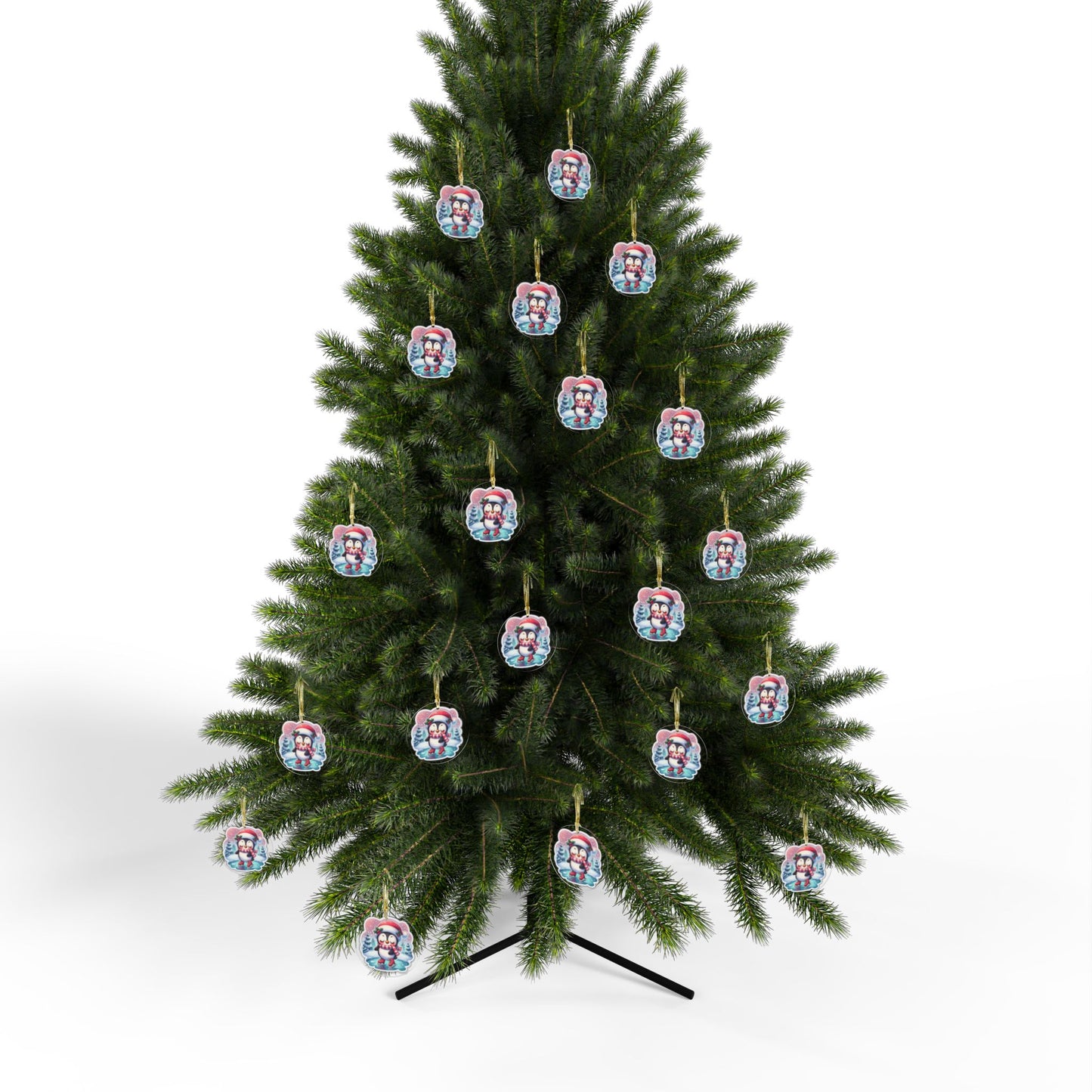 Penguin Ice Skating Acrylic Ornament — Cute Holiday Christmas Tree Decoration