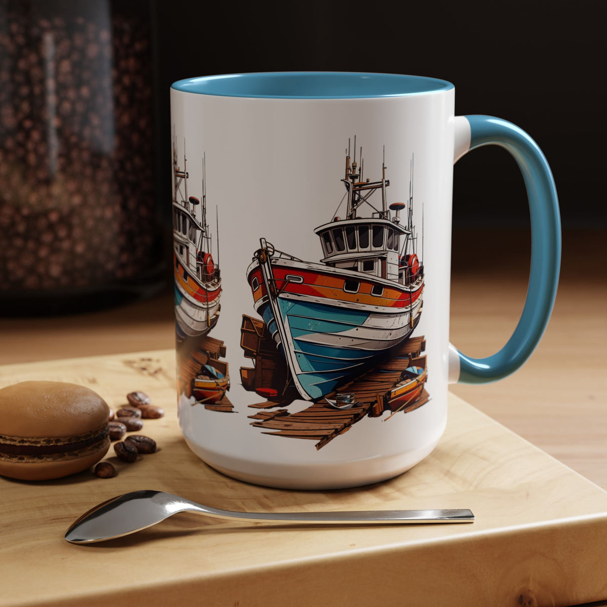 Nautical Accent Coffee Mug | Perfect for Boat Lovers, Sailor Gifts, Coastal Decor, Unique Gift Idea, Custom Artwork Mug