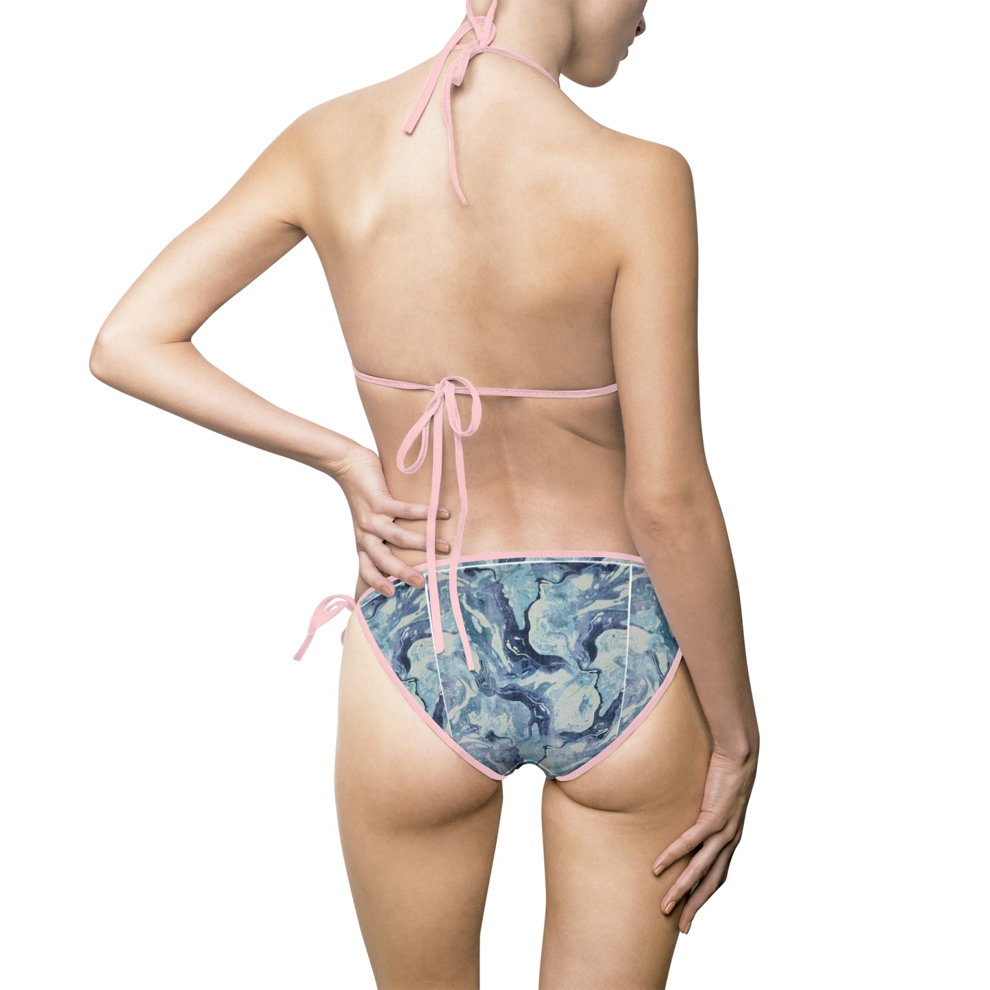 Marble Print Bikini Swimsuit for Women, Tropical Getaway Swimwear