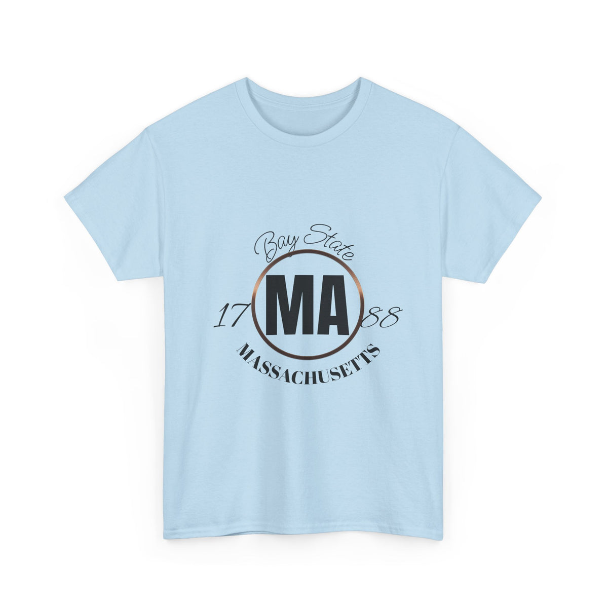 Unisex Heavy Cotton Tee with Massachusetts Design, Casual Wear, Gift for Him/Her, Travel Souvenir, Vintage Style