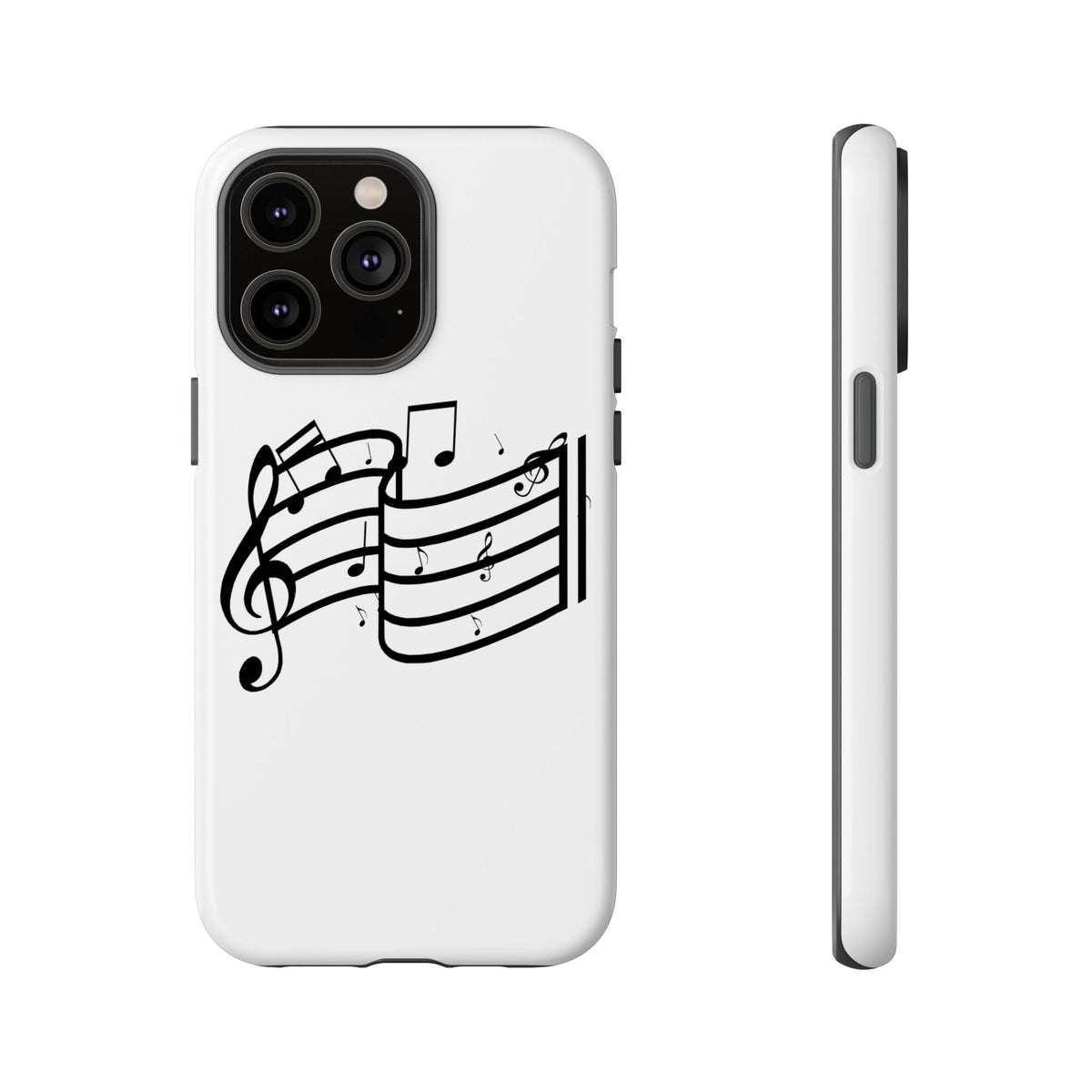 Musical Notes Phone Case — Black Treble Clef Music Staff Tough Case