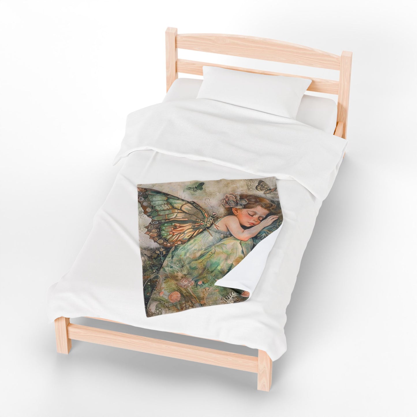Fairy Dream Velveteen Plush Blanket — Sleeping Fairy Art Throw for Kids & Nursery