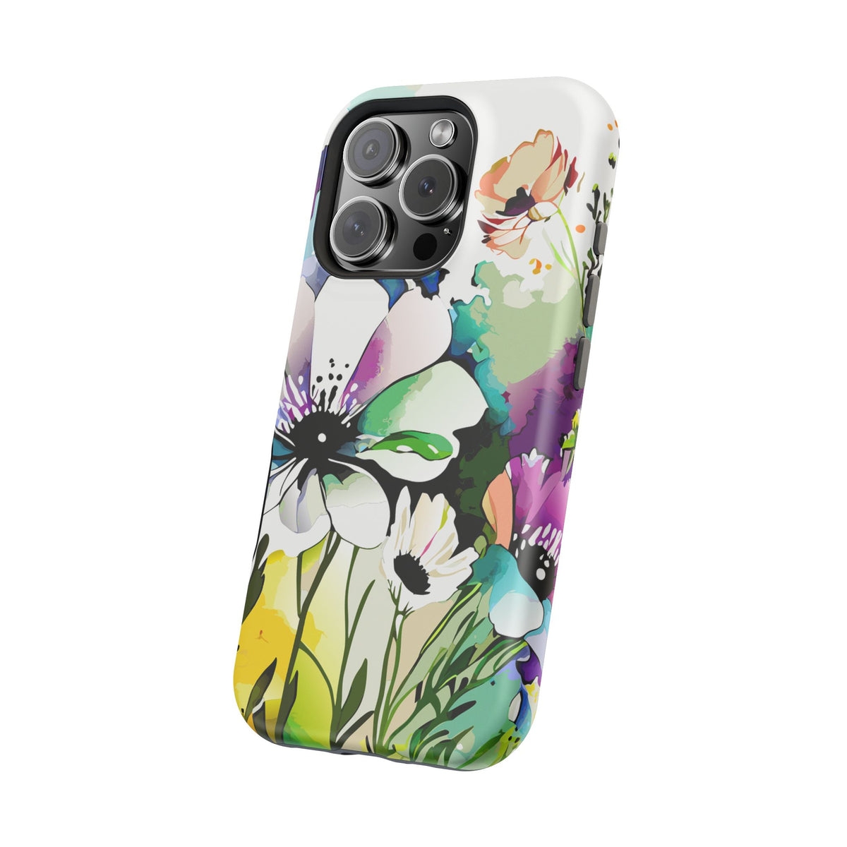Floral Watercolor Magnetic Phone Case — Impact‑Resistant Protective Cover