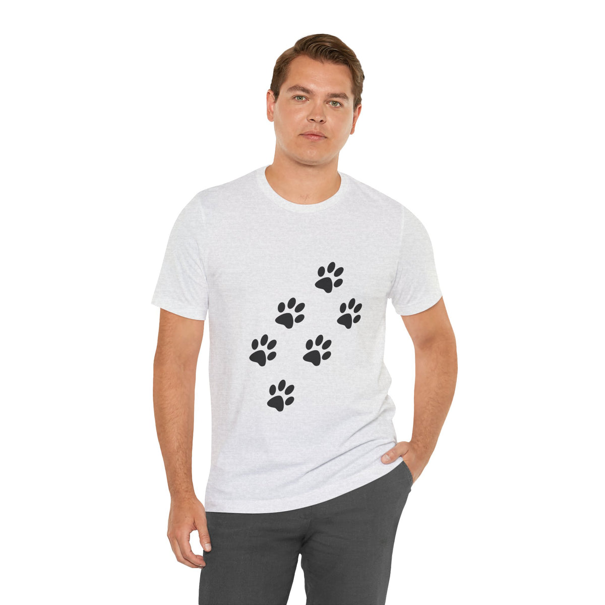 Paw Print Short Sleeve Tee | Unisex Animal Lover Shirt, Pet Owner Gift, Casual Wear, Gifts for Dog Lovers, Comfortable T-Shirt
