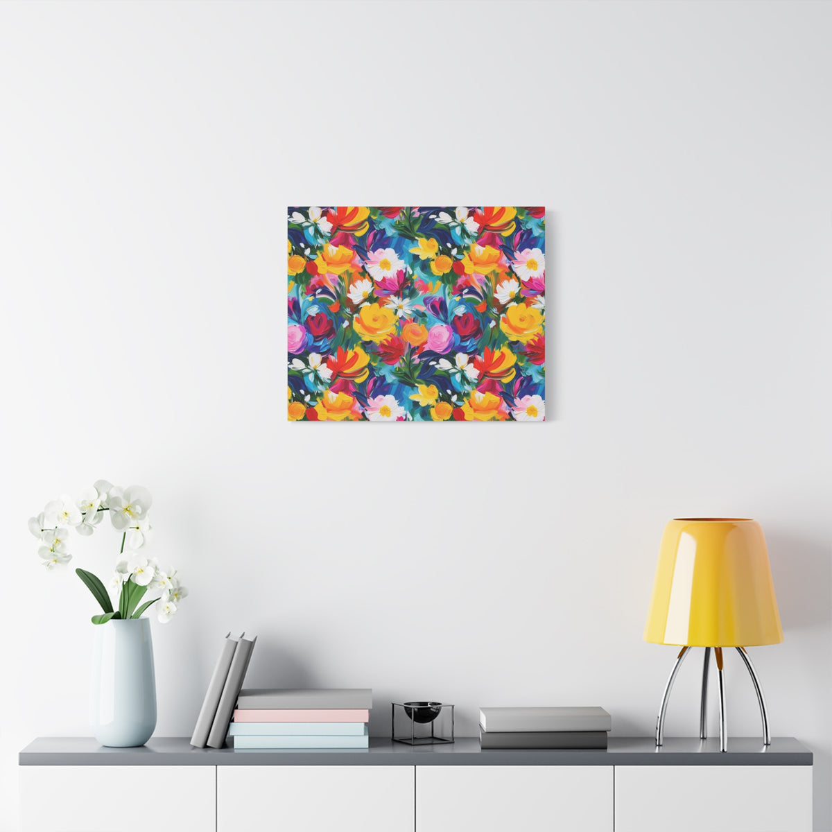 Vibrant Floral Matte Canvas Wall Art — Colorful Garden Print, Stretched 1.25"