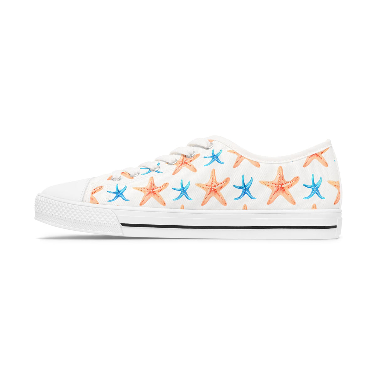 Starfish Print Sneakers — Beachy Low-Top Canvas Shoes