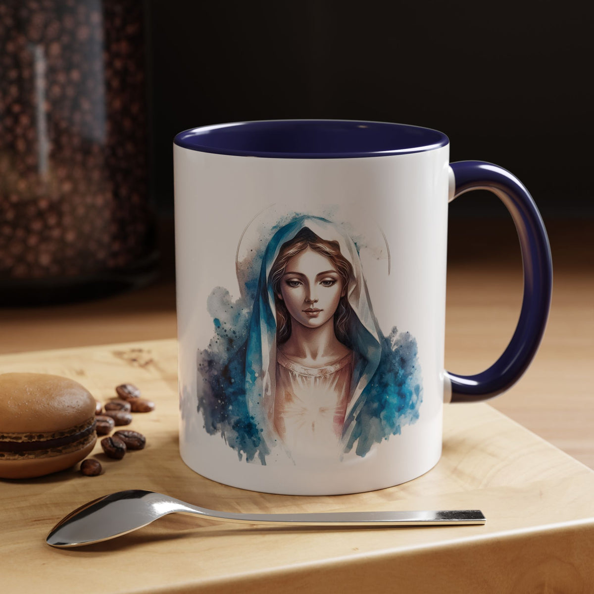 Serene Virgin Mary Coffee Mug - Spiritual Inspiration, Gift for Faith Lovers, Home Decor, Mother's Day, Religious Art