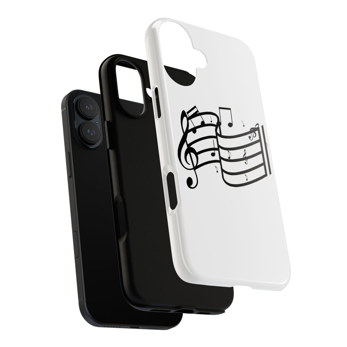 Musical Notes Phone Case — Black Treble Clef Music Staff Tough Case