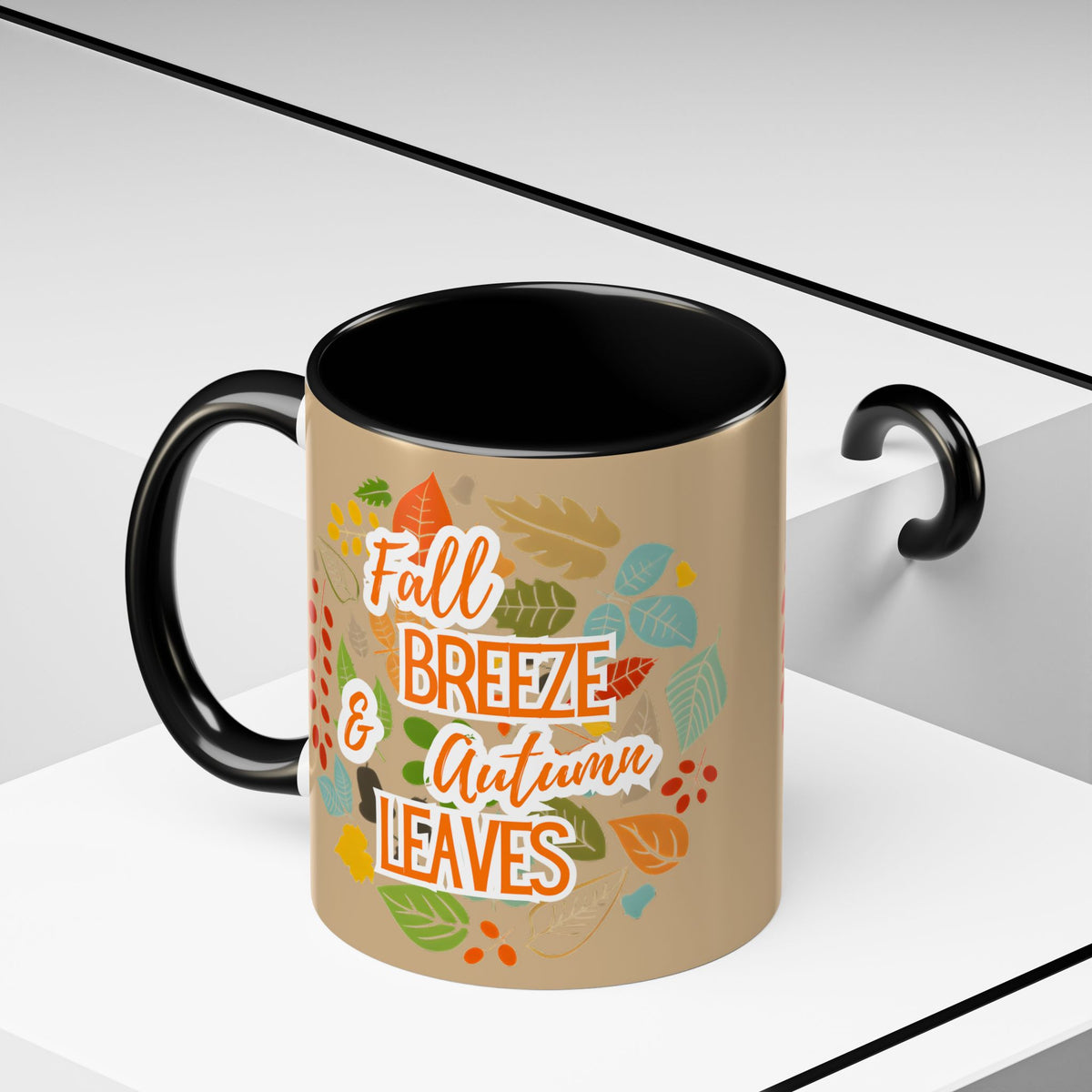 Fall Breeze & Leaves Coffee Mug, Autumn Mug, Seasonal Drinkware, Cozy Kitchen Decor, Perfect Gift for Fall Lovers
