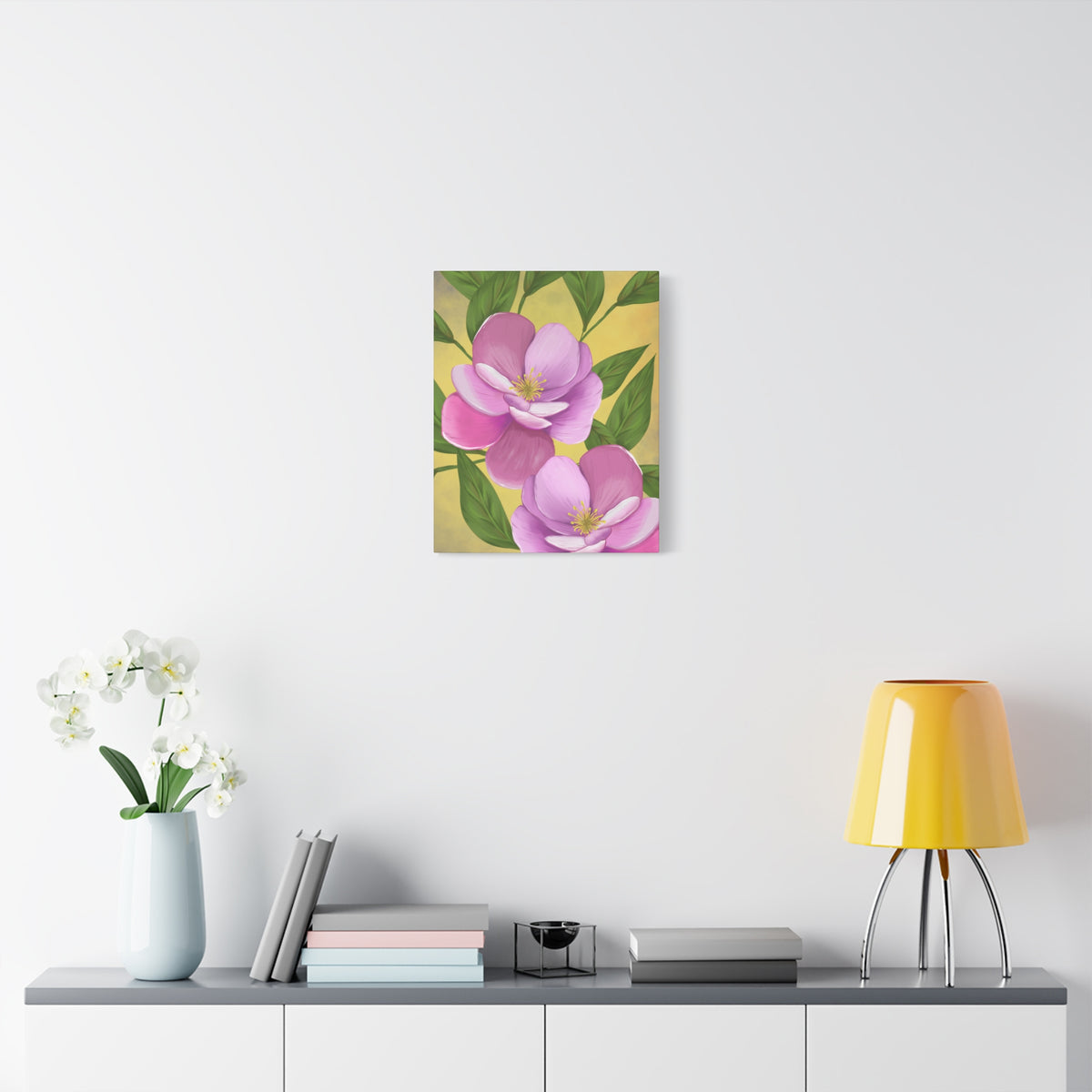 Matte Canvas, Stretched, 1.25" Tulips Pink and Purple Flowers