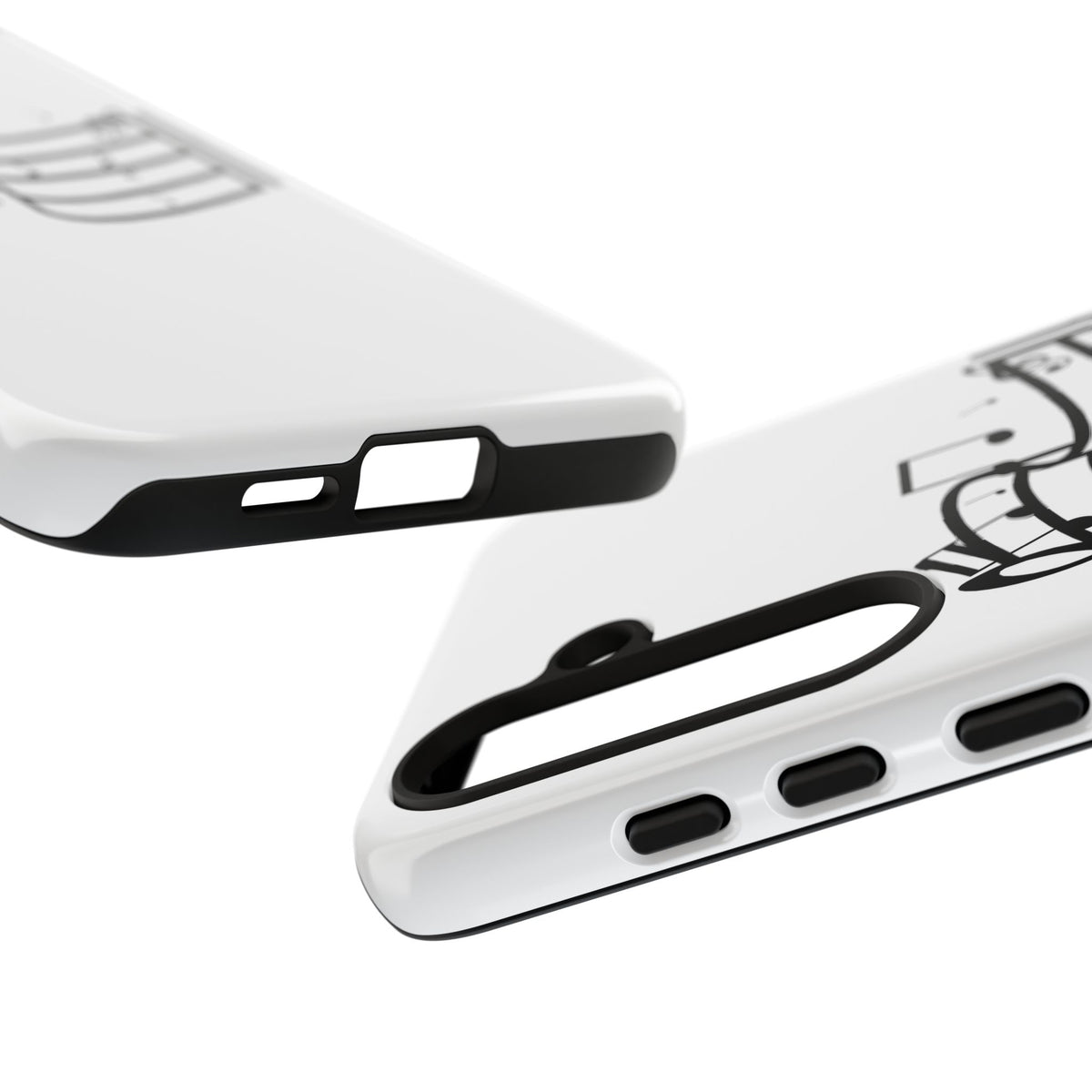 Musical Notes Phone Case — Black Treble Clef Music Staff Tough Case