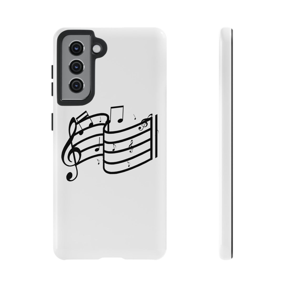 Musical Notes Phone Case — Black Treble Clef Music Staff Tough Case
