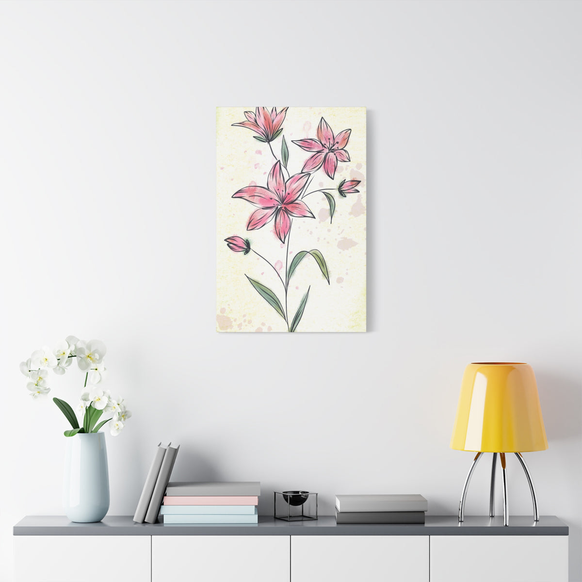 Matte Canvas, Stretched, 1.25" Tulips Pink Flowers