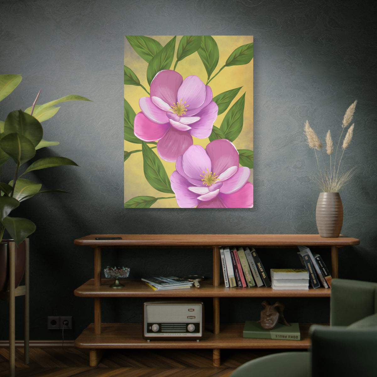 Matte Canvas, Stretched, 1.25" Tulips Pink and Purple Flowers