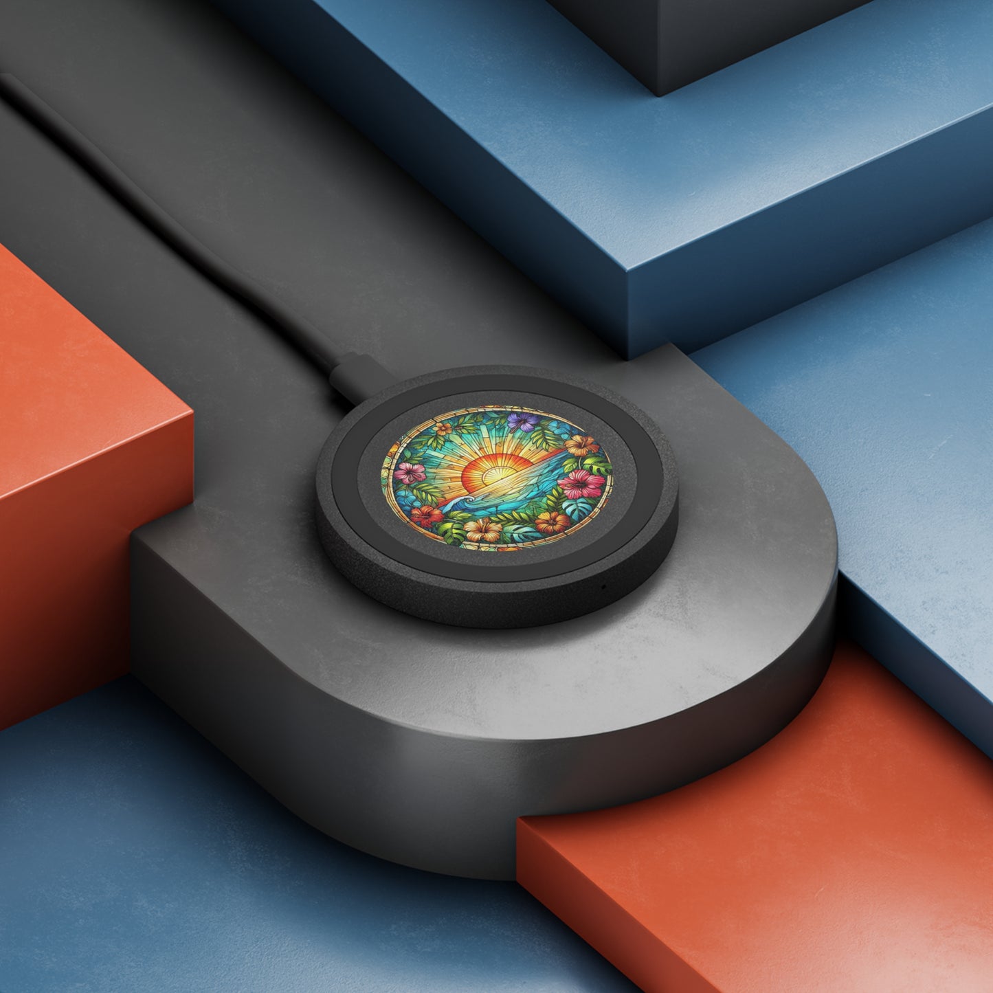 Quake Wireless Charging Pad - Sunrise Stained Glass