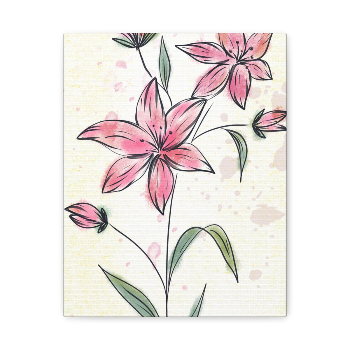 Matte Canvas, Stretched, 1.25" Tulips Pink Flowers