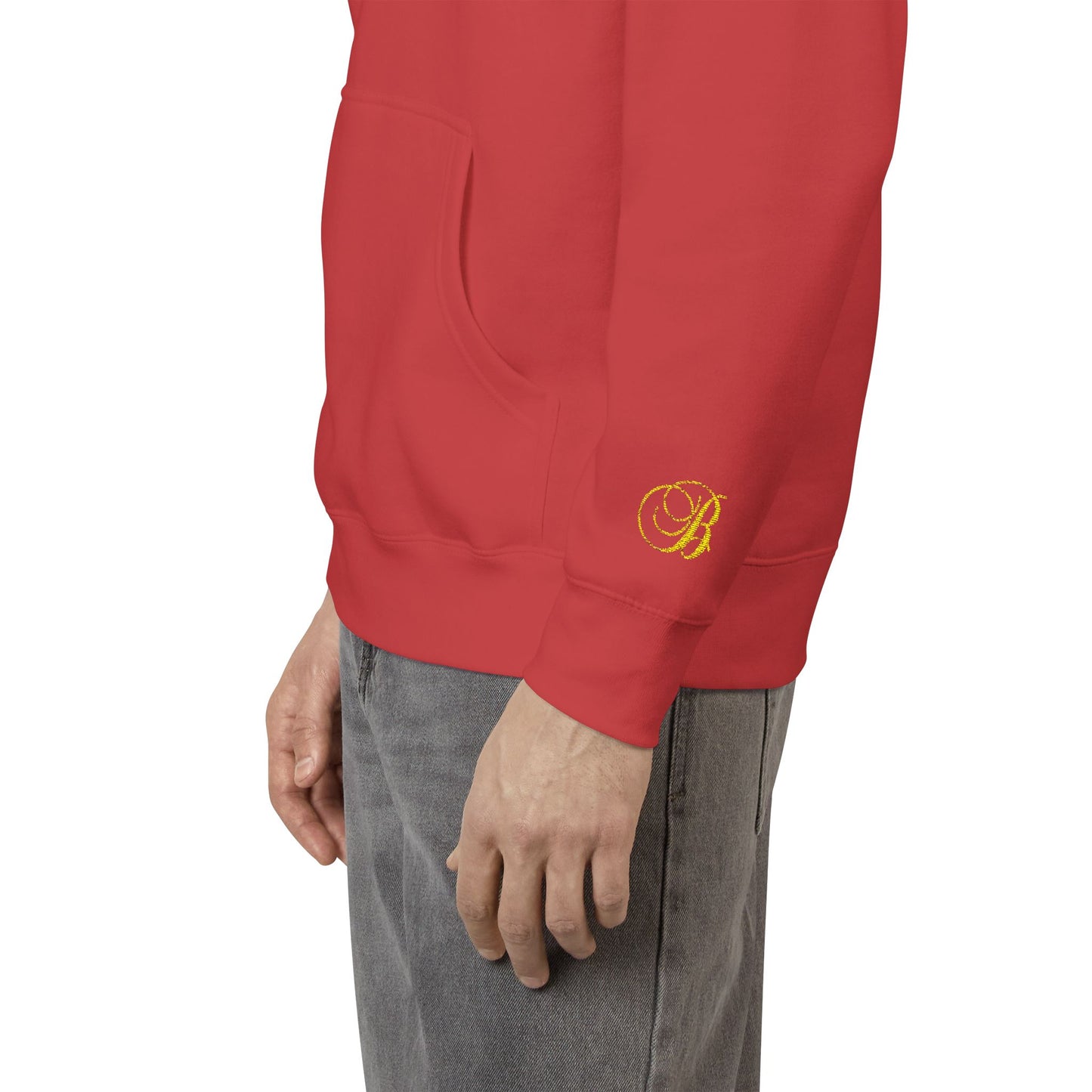 Coral Gold Floral Initial Hoodie — Monogram 'B' Casual Pullover