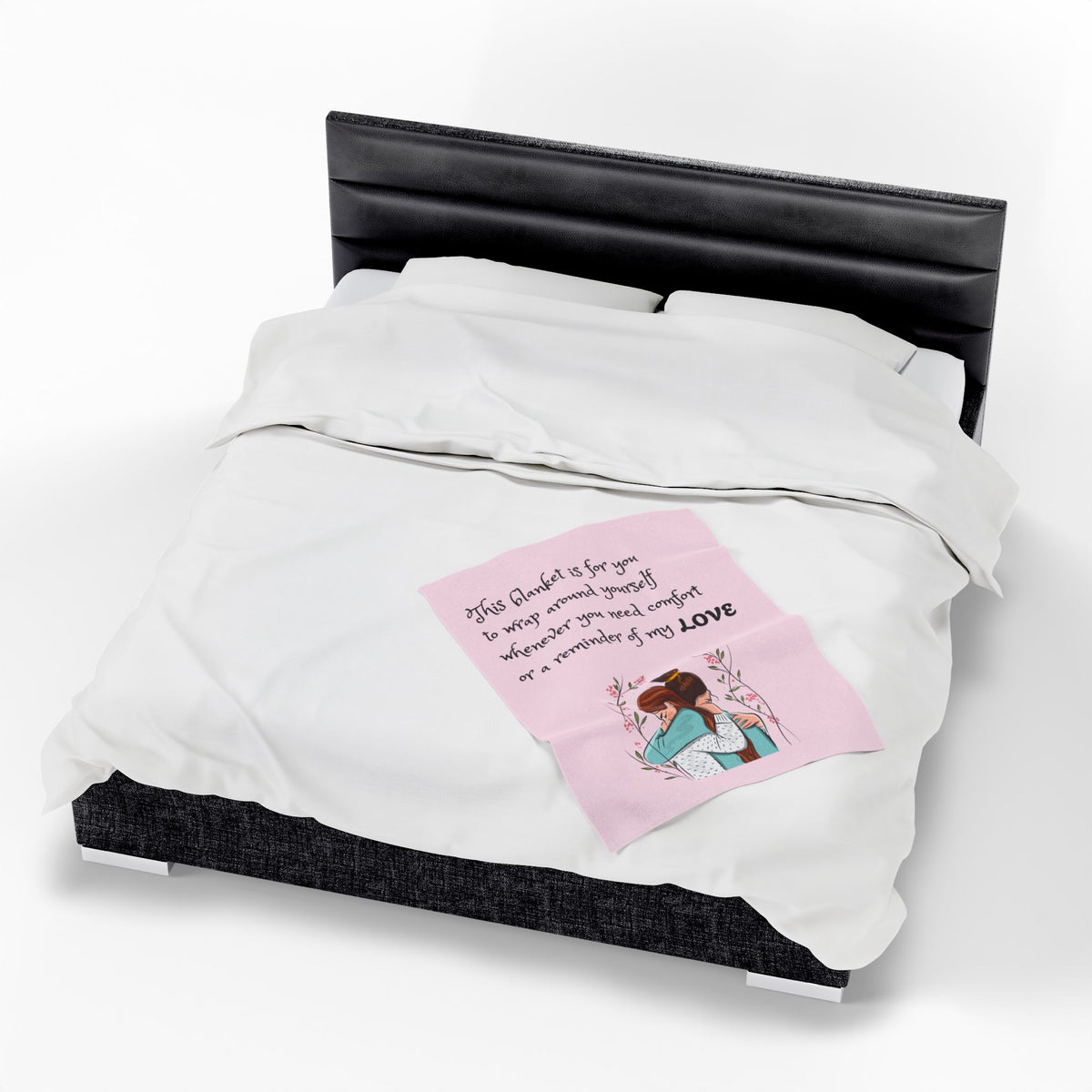 Velveteen Plush Blanket – "This blanket is for you to wrap around yourself" Comfort Throw (Hug Illustration)